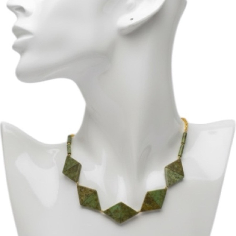 ARTISAN Necklace, Green Moss, Agate Necklace, Polished cut stone, Handmade